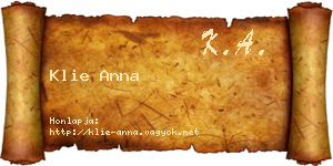 Klie Anna névjegykártya